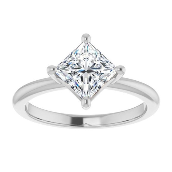 3.0Carat -8mm Kite-Set Princess Moissanite Solitaire Ring - Picture 1 of 14